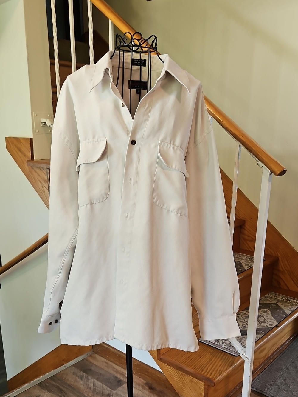 📣Preswick & Moore Light Cream Suede Button Down Shirt